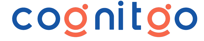 Cognitgo brand logo with stylized lettering in blue and orange.